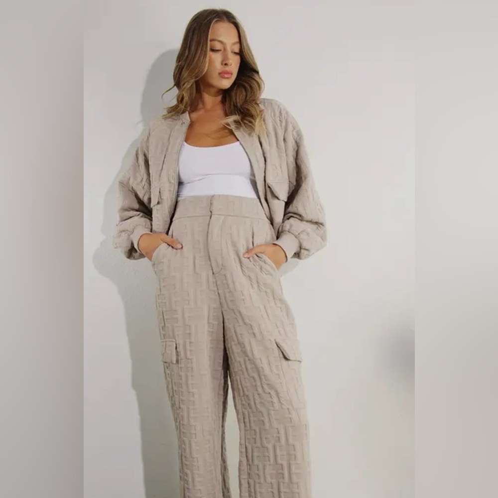 405- Embossed Bomber and Long Pants Set